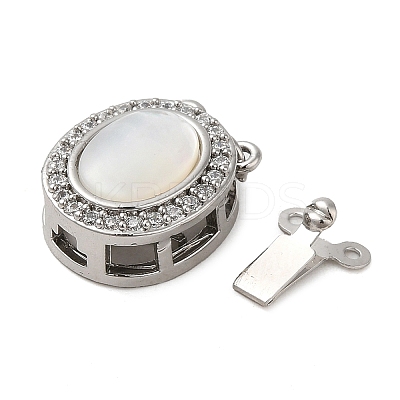 Brass Micro Pave Clear Cubic Zirconia Box Clasps KK-M270-11P-1