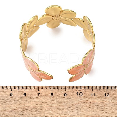 304 Stainless Steel Enamel Open Cuff Bangles for Women BJEW-K294-01G-1