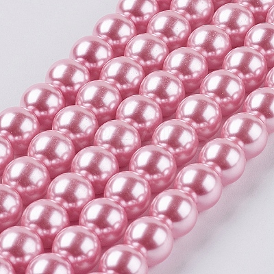 Eco-Friendly Dyed Glass Pearl Round Bead Strands X-HY-A002-8mm-RB109-1