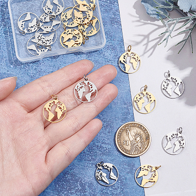 20Pcs 2 Colors 201 Stainless Steel Pendants STAS-UN0029-86-1