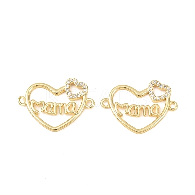 Mother's Day Brass Micro Pave Clear Cubic Zirconia Word Mama Connector Charms KK-F931-17A-G-1