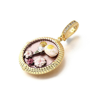 Brass Micro Pave Cubic Zirconia & Enamel Pendants KK-R222-14G-04-1
