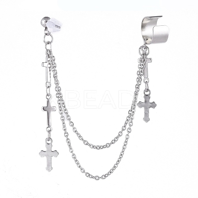 304 Stainless Steel Cuff Earrings EJEW-JE04113-1