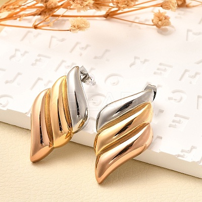 304 Stainless Steel Two Tone Stud Earrings EJEW-F355-04M-04-1