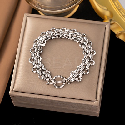 304 Stainless Steel Oval Link Chain Bracelets BJEW-G759-03P-1