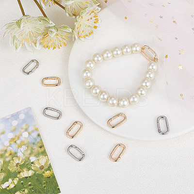 10Pcs 2 Colors Brass Spring Gate Rings KK-BBC0007-77-1