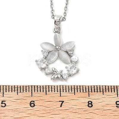 Flower Resin & Micro Pave Cubic Zirconia Pendant Necklaces LS-NJEW-D288-02P-1