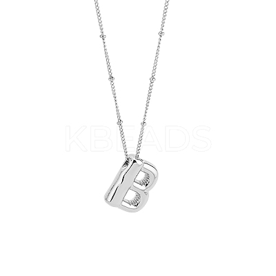 1pc Brass Chain with Alloy Letter Pendants Necklaces NJEW-LP0001-41B-P-1