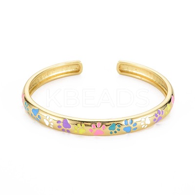 Footprint Enamel Cuff Bangle BJEW-S141-012-1