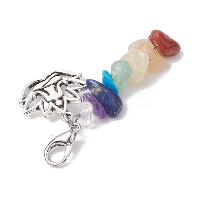 Chakra Natural & Synthetic Mixed Gemstone Pendant Decorations HJEW-JM02101-1
