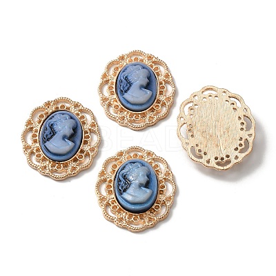 Opaque Resin Cameo Oval Alloy Cabochons LS-FIND-WH0126-120KCG-1