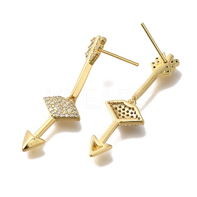 Rack Plating Brass Micro Pave Clear Cubic Zirconia Stud Earrings EJEW-U011-05G-1