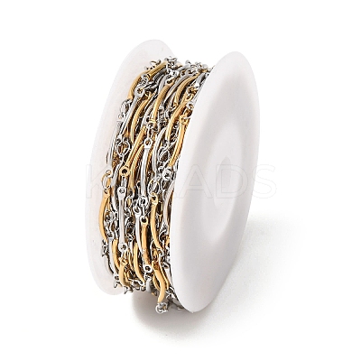 Two Tone 304 Stainless Steel Curved Bar Link Chains CHS-G049-01GP-1