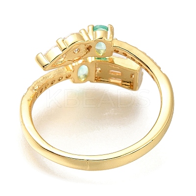 Rack Plating Brass Micro Pave Cubic Zirconia Open Cuff Rings for Women RJEW-M022-37G-1