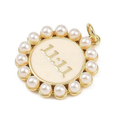Flat Round with 11:11 Brass Enamel Pendants KK-S526-12G-A-1