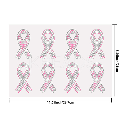 Breast Cancer Awareness Bibbon Glass Hotfix Rhinestone DIY-WH0303-092-1