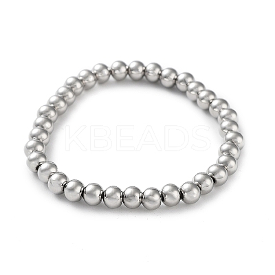 Non-Tarnish 316 Surgical Stainless Steel Round Beaded Stretch Bracelets LS-BJEW-M305-01D-P-1