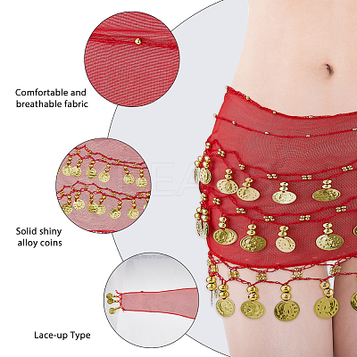 Alloy Coin Tassel Cloth Chain Belts for Dancer DIY-WH0888-880A-1