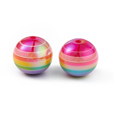 UV Plating Rainbow Iridescent Resin Beads X-RESI-I048-01E-1