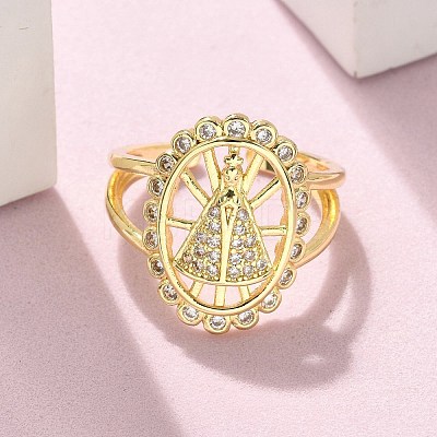 Brass Micro Pave Cubic Zirconia Cuff Rings RJEW-P149-01B-G-1