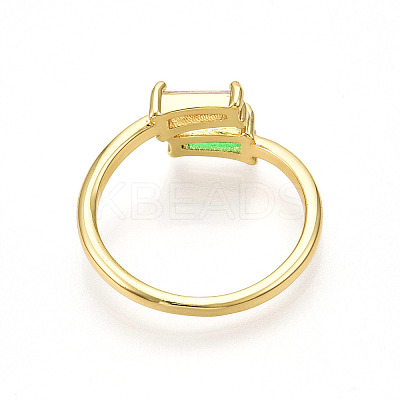 Brass Micro Pave Cubic Zirconia Cuff Rings for Women KK-T070-111-1