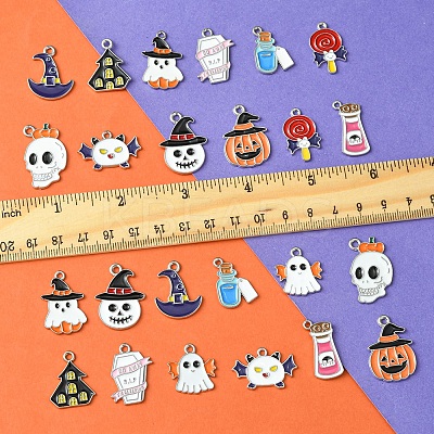 26Pcs 13 Styles Halloween Theme Alloy Enamel Pendants ENAM-FS0002-08-1