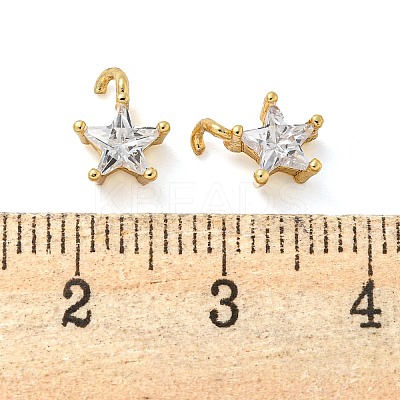 Rack Plating Brass Micro Pave Clear Cubic Zirconia Charms KK-Z045-13G-1