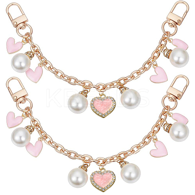 Heart Alloy Enamel & Resin Pearl Charm Zinc Alloy Cable Chain Purse Chains FIND-AB00070-1