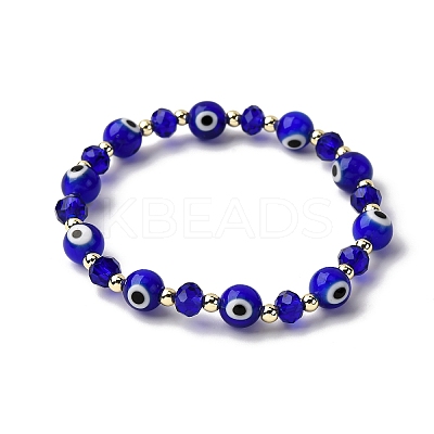 Handmade Evil Eye Lampwork & & Glass Beads Stretch Bracelets for Men Women BJEW-JB12368-1
