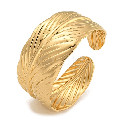 Real 18K Gold Plated 304 Stainless Steel Cuff Bangles BJEW-L695-001G-02-1