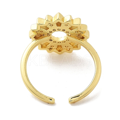 Brass Micro Pave Cubic Zirconia Cuff Rings for Women RJEW-P129-06B-G-1