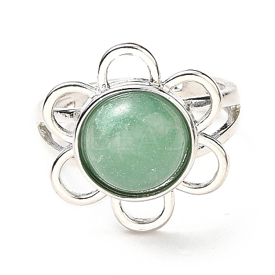 Natural Green Aventurine Adjustable Rings RJEW-P043-01P-17-1