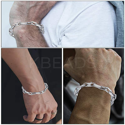 1Pc Stainless Steel Cable Chain Bracelets for Men BJEW-LP0001-02-1