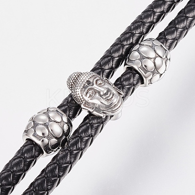 Braided Leather Cord Multi-strand Bracelets BJEW-H560-56-1