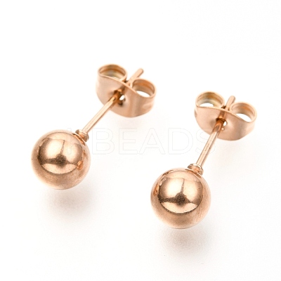 304 Stainless Steel Ball Stud Earrings EJEW-C501-10D-1
