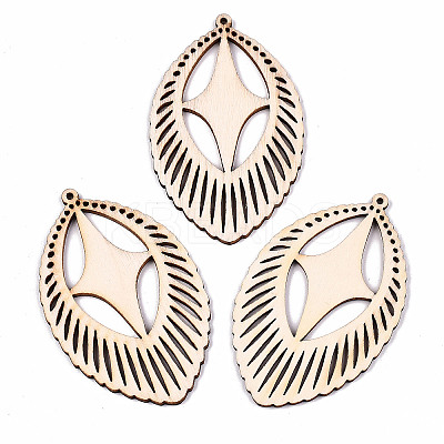 Undyed Natural Hollow Wooden Big Pendants LS-X-WOOD-N007-083-1