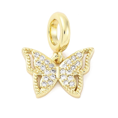Brass Micro Pave Cubic Zirconia European Dangle Charms KK-D325-21G-03-1