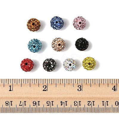 50Pcs 10 Colors Pave Disco Ball Beads RB-FS0001-07-1