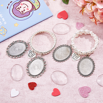2Pcs 2 Style Blank Glass Oval Wedding Bouquet Picture Frame BJEW-AB00004-1