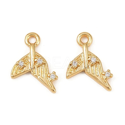 Ocean Theme Brass Micro Pave Cubic Zirconia Charms X1-KK-F902-08L-G-1