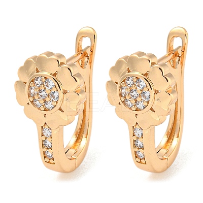 Brass Micro Pave Clear Cubic Zirconia Hoop Earrings EJEW-A107-01A-KCG-1