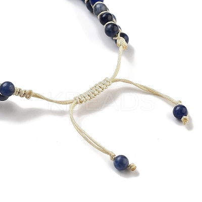 Natural Sodalite Braided Round Bead Bracelets BJEW-K251-06M-1