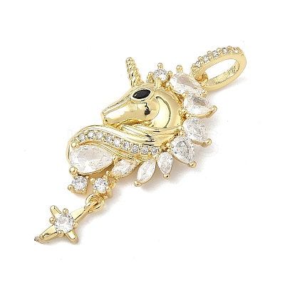 Brass Micro Pave Clear Cubic Zirconia Pendants KK-I476-13G-1