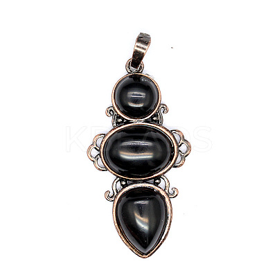Retro Natural Obsidian Pendants PW-WG7292F-19-1