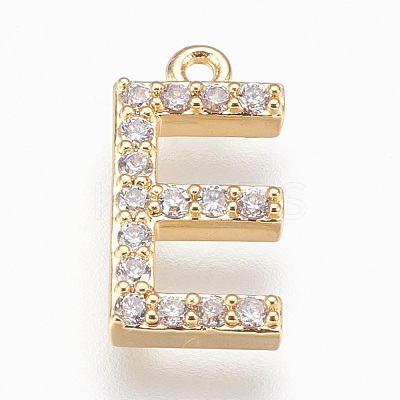 Brass Letter Pendants KK-P150-03G-E-1