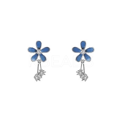 Alloy Enamel Flower Stud Earrings WG2E25F-01-1