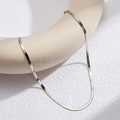 925 Sterling Silver Flat Snake Chain Necklaces for Women NJEW-H048-02P-1