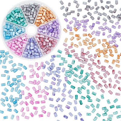320Pcs 8 Colors Opaque Baking Paint Crackle Glass Beads FGLA-PH0001-05-1