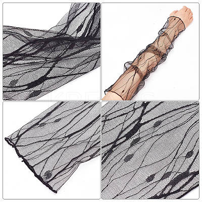 2Pairs 2 Colors Elegant Lightning Bolt Pattern Polyester Lace Arm Sleeves AJEW-CP0001-42-1