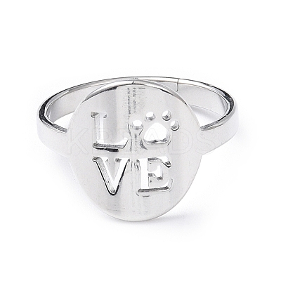 Non-Tarnish 304 Stainless Steel Word Love Adjustable Ring for Women RJEW-I097-01P-1